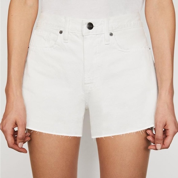 Frame Denim Pants - FRAME women’s LE SIMONE SHORT RAW RUMPLED BLANC GRIND